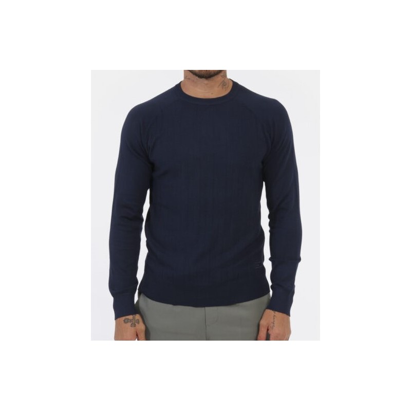 Maglione leggero girocollo classico in total blu navy con maniche raglan. M866  MZ00   c BLU NAVY