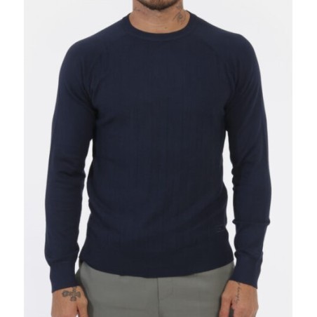 Maglione leggero girocollo classico in total blu navy con maniche raglan. M866  MZ00   c BLU NAVY