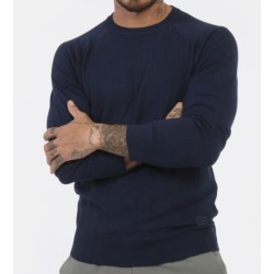 Maglione leggero girocollo classico in total blu navy con maniche raglan. M866  MZ00   c BLU NAVY