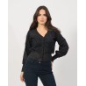 YES ZEE Cardigan da donna corto con effetto semi lucido M092 IS00 c NERO