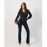 YES ZEE Cardigan da donna corto con effetto semi lucido M092 IS00 c NERO