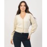 YES ZEE CARDIGAN DA DONNA CORTO CON EFFETTO SEMI LUCIDO M092 IS00 c AVORIO Yes Zee