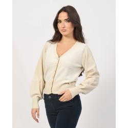 YES ZEE CARDIGAN DA DONNA CORTO CON EFFETTO SEMI LUCIDO M092 IS00 c AVORIO Yes Zee