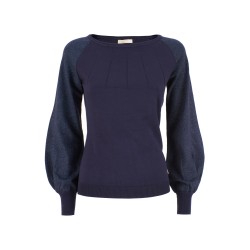 YES ZEE MAGLIA DA DONNA E RAGAZZA GIROCOLLO CON MANICHE A SBUFFO M062 BG00 c BLU NAVY