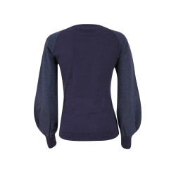 YES ZEE MAGLIA DA DONNA E RAGAZZA GIROCOLLO CON MANICHE A SBUFFO M062 BG00 c BLU NAVY