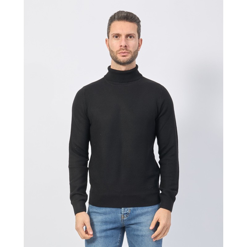 YES ZEE MAGLIA DA UOMO E RAGAZZO DOLCEVITA CON TESSUTO LAVORATO M868 MY00 c NERO