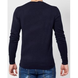 YES ZEE Maglia da uomo a maniche lunghe con scollo rotondo M835  MR00   c BLU NAVY