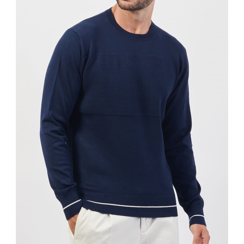 YES ZEE MAGLIA LAVORATA DA UOMO E RAGAZZO GIROCOLLO M806 ML00 c BLU NAVY