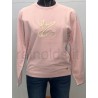 YES ZEE MAGLIA DA DONNA GIROCOLLO CON RICAMO LOGO M074 ID00 c ROSA ANTICO