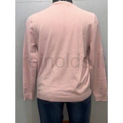 YES ZEE MAGLIA DA DONNA GIROCOLLO CON RICAMO LOGO M074 ID00 c ROSA ANTICO