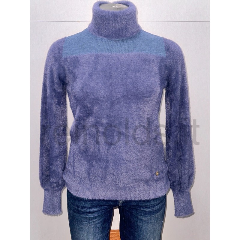 YES ZEE MAGLIA DA DONNA E RAGAZZA CON COLLO ALTO EFFETTO MOHAIR M076  IS00   c AVIO